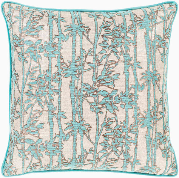 Surya Biming 18"X18" Accent Pillow - Traditional Style, Soft Polyester, Easy Care For Your Cozy Home Decor Aqua Polyester,Polyester Bmg001-1818