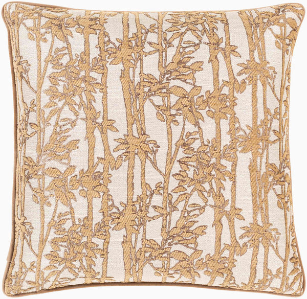 Surya Biming 18"X18" Accent Pillow - Traditional Style, Soft Polyester, Easy Care For Your Cozy Home Decor Light Brown Polyester,Polyester Bmg002-2222d