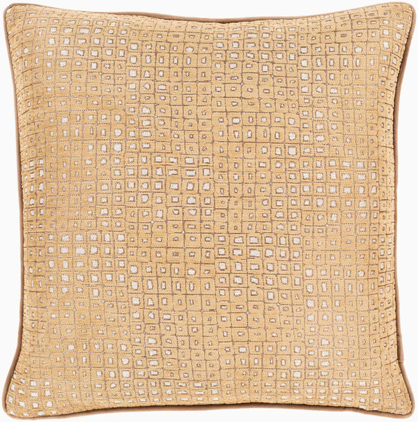 Surya Biming 18"X18" Accent Pillow - Traditional Style, Soft Polyester, Easy Care For Your Cozy Home Decor Light Brown Polyester,Polyester Bmg004-2020p
