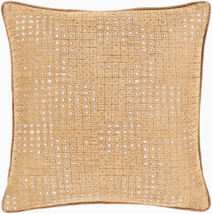 Surya Biming 18"X18" Accent Pillow - Traditional Style, Soft Polyester, Easy Care For Your Cozy Home Decor Light Brown Polyester,Polyester Bmg004-2020p