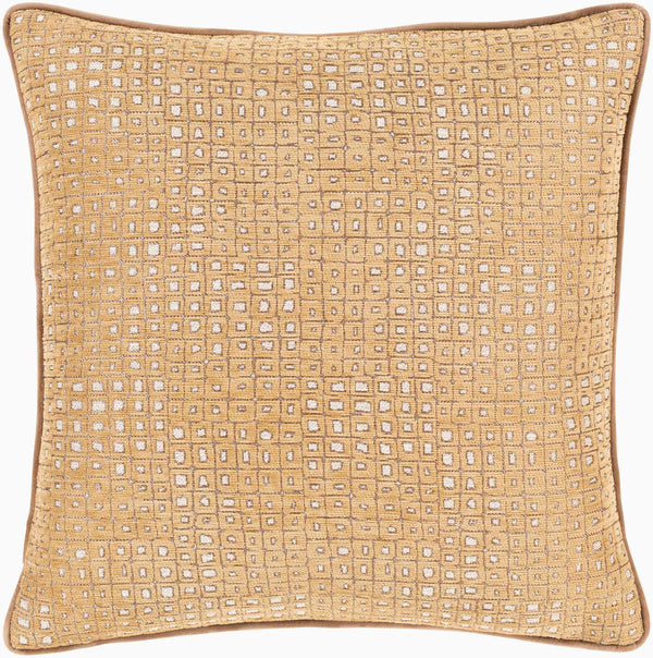 Surya Biming 18"X18" Accent Pillow - Traditional Style, Soft Polyester, Easy Care For Your Cozy Home Decor Light Brown Polyester,Polyester Bmg004-2020p