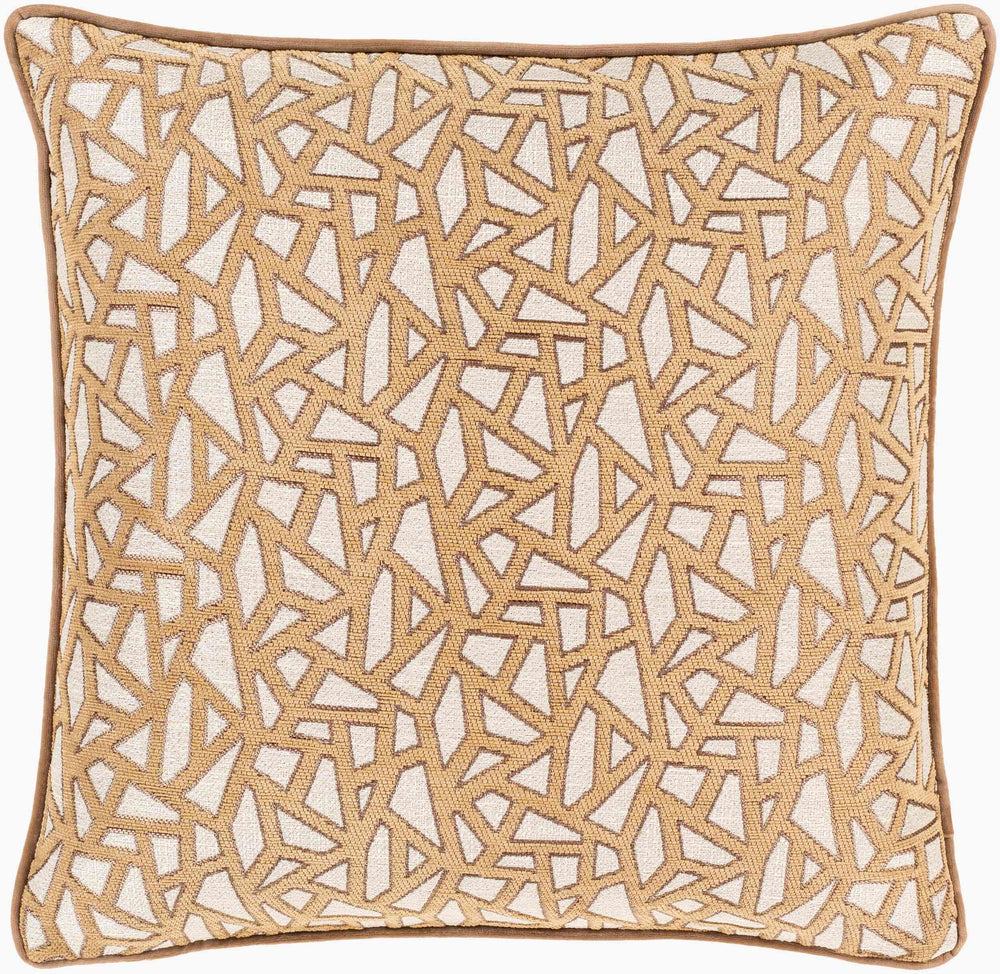 Surya Biming 18"X18" Accent Pillow - Traditional Style, Soft Polyester, Easy Care For Your Cozy Home Decor Light Brown Polyester,Polyester Bmg006-1818