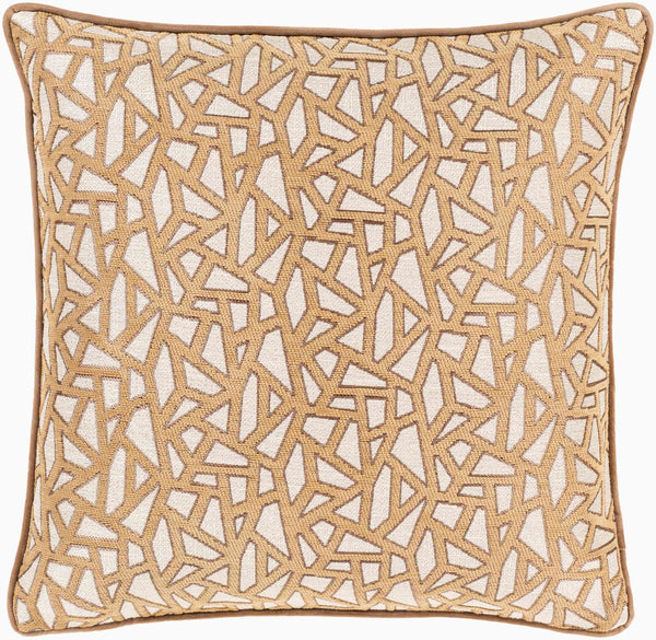 Surya Biming 18"X18" Accent Pillow - Traditional Style, Soft Polyester, Easy Care For Your Cozy Home Decor Light Brown Polyester,Polyester Bmg006-1818