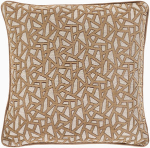 Surya Biming 18"X18" Accent Pillow - Traditional Style, Soft Polyester, Easy Care For Your Cozy Home Decor Light Brown Polyester,Polyester Bmg006-1818