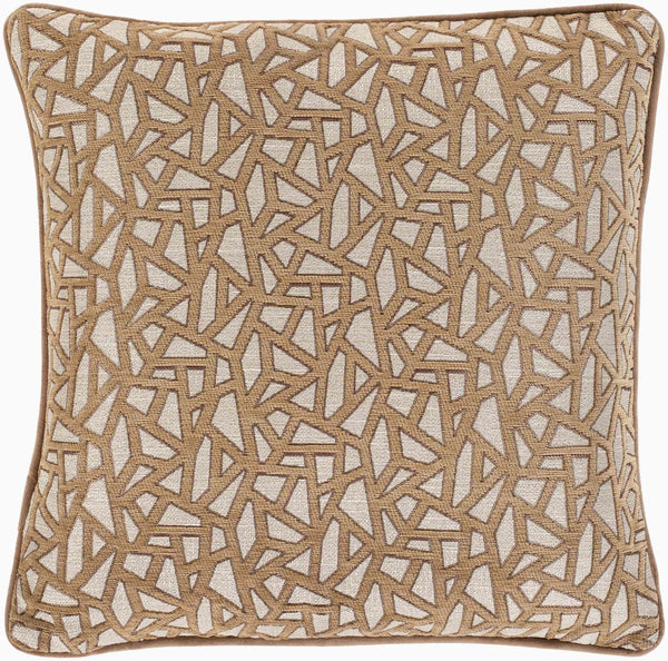 Surya Biming 18"X18" Accent Pillow - Traditional Style, Soft Polyester, Easy Care For Your Cozy Home Decor Light Brown Polyester,Polyester Bmg006-1818
