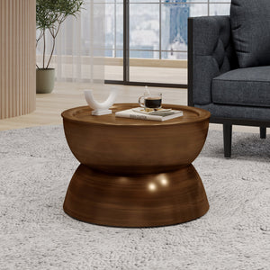 English Elm Christopher Knight Home® - METAL Hourglass Coffee Table with Brushed Antique Brown Finish, Hammered Iron Texture, Durable Edge Trim Antique Bronze 72227.00BRZBRSANT