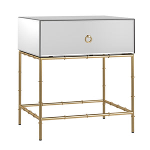 Homelegance By Top-Line Baldwin Mirrored Accent Table with Gold Finish Base GOLD Metal