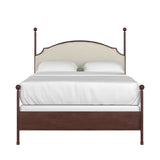 Homelegance By Top-Line Finola Cream Curved Top Cherry Brown Metal Poster Bed Black Linen