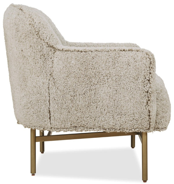 Hooker Furniture Milo Shear Fawn Lounge Chair With Rounded Barrel Back, Gold Metal Base — Plush Modern Accent Seating CC902-01-483