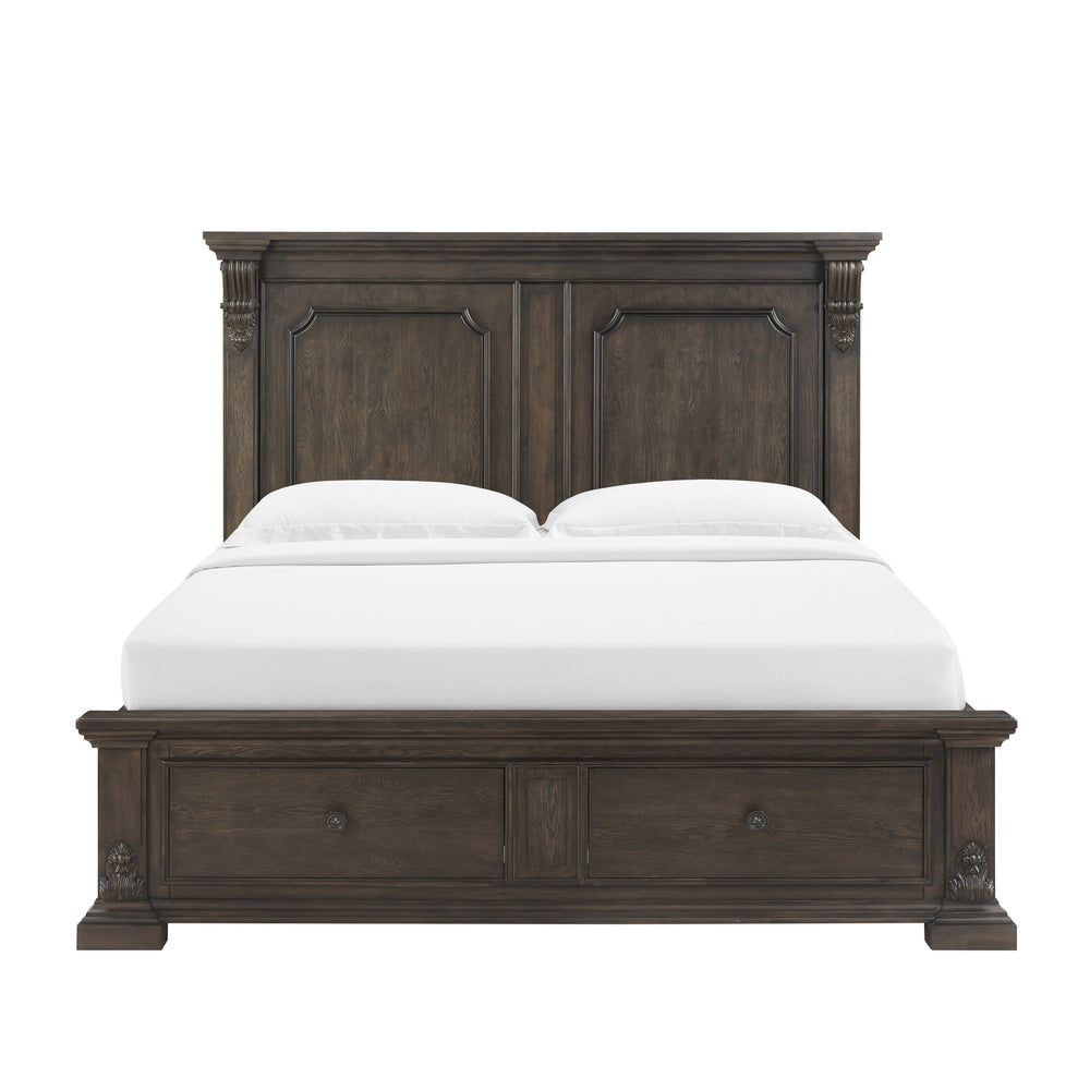 A.R.T. Furniture Heritage Hill King Storage Bed With Usb Ports, Acacia & Oak, Stylish Design And Practical Storage Solutions Brown One (1) Usb Port On Each Headboard Post 341136-2816