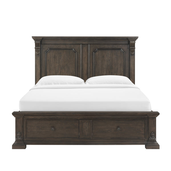 A.R.T. Furniture Heritage Hill Queen Storage Bed With Usb Ports, Elegant Acacia & Oak Design, Dual Footboard Drawers Brown One (1) Usb Port On Each Headboard Post 341135-2816