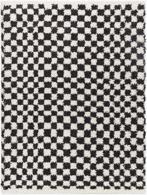 Livabliss Birmingham Machine Woven Plush Polyester Area Rug Transitional Pattern for Living Room Ivory, Black 5'3" x 7' BMM2319-537