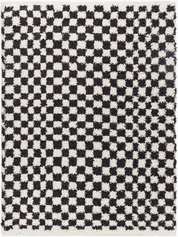 Livabliss Birmingham Machine Woven Plush Polyester Area Rug Transitional Pattern for Living Room Ivory, Black 5'3" x 7' BMM2319-537