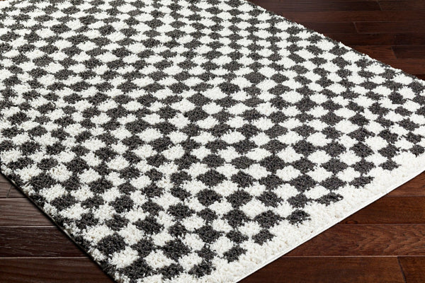 Livabliss Birmingham Machine Woven Plush Polyester Area Rug Transitional Pattern for Living Room Ivory, Black 5'3" x 7' BMM2319-537