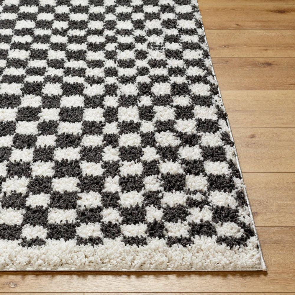 Livabliss Birmingham Machine Woven Plush Polyester Area Rug Transitional Pattern for Living Room Ivory, Black 5'3" x 7' BMM2319-537