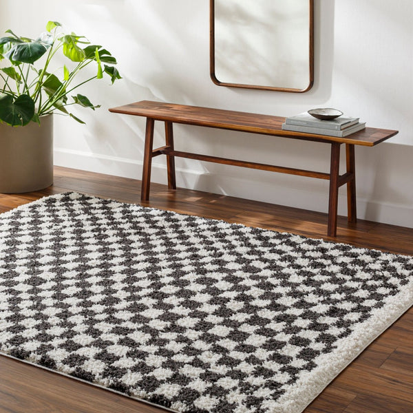 Livabliss Birmingham Machine Woven Plush Polyester Area Rug Transitional Pattern for Living Room Ivory, Black 5'3" x 7' BMM2319-537