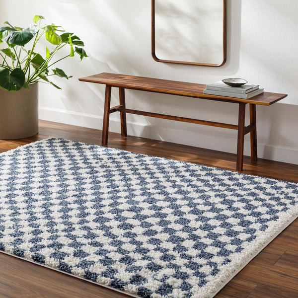 Livabliss Birmingham Plush Polyester Area Rug Machine Woven in Turkey for Living and Bedroom Spaces Ivory, Blue 5'3" x 7' BMM2320-537