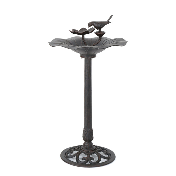 English Elm Christopher Knight Home® - e Elegant Lancaster Outdoor Aluminum & Iron Bird Bath Bronze — Durable Stable Base, Detailed Concave Bowl for Garden Charm and Wildlife Appeal 61696.00BZE