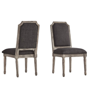 Homelegance By Top-Line Mayer Arched Linen and Wood Dining Chairs (Set of 2) Dark Grey Rubberwood