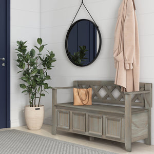 English Elm Amherst Solid Wood Entryway Storage Bench With Distressed Grey Finish, Spacious & Versatile Design B136P158338