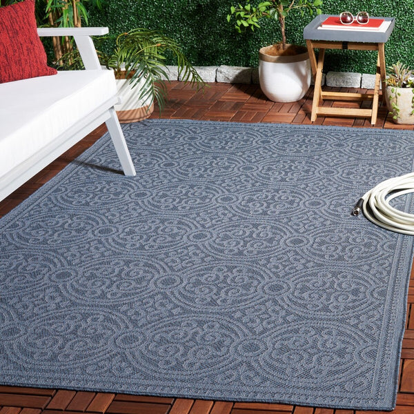 Safavieh Bermuda 809 Power Loomed Indoor / Outdoor Rug Navy 6'-7" x 6'-7" Round