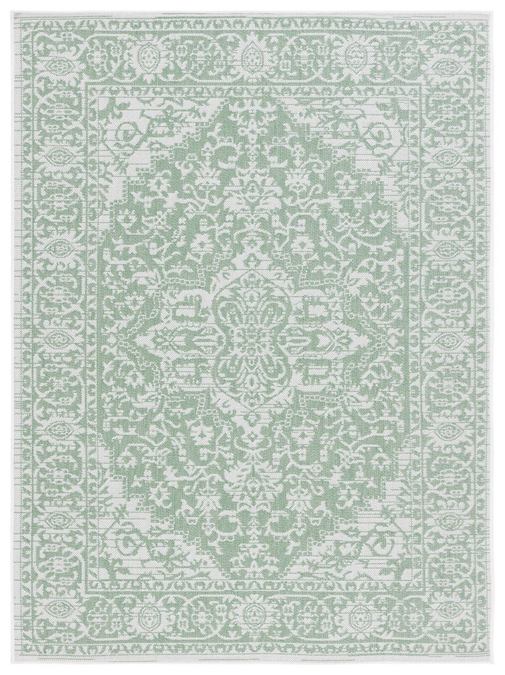 Safavieh Bermuda 813 Power Loomed Indoor / Outdoor Rug Green / Ivory 2' x 8'