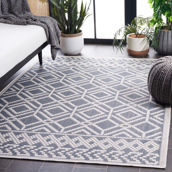 Safavieh Bermuda 874 Power Loomed Indoor / Outdoor Rug Navy / Ivory 8' x 10'