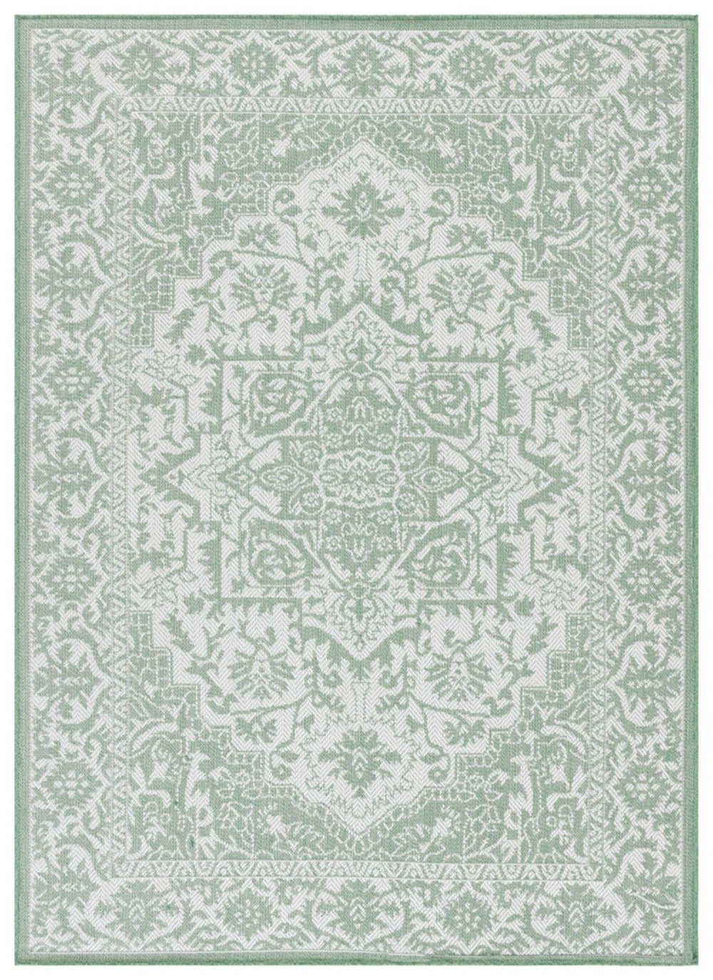 Safavieh Bermuda 885 Power Loomed Indoor / Outdoor Rug Green / Ivory 2' x 8'