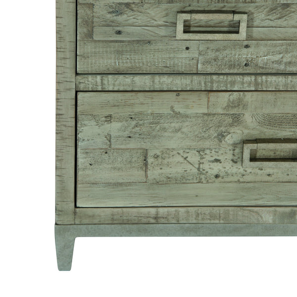 Bernhardt Bernhardt Shaw Reclaimed Pine Dresser With 7 Drawers, Morel Finish & Glazed Silver Steel Base, 64"W 398051G