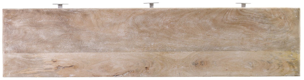 Hooker Furniture 68-Inches Sunburst Entertainment Console In Sandblasted Whitewash Mango Wood With Iron Base, Tv-Ready Storage And Artisan Texture 5560-55468-LTWD