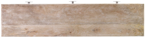 Hooker Furniture 68-Inches Sunburst Entertainment Console In Sandblasted Whitewash Mango Wood With Iron Base, Tv-Ready Storage And Artisan Texture 5560-55468-LTWD