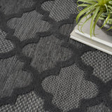 Nourison Easy Care NES01 Machine Made Flat Weave Solid Border Indoor/Outdoor Modern Outdoor Rug Charcoal Black, Charcoal Black 84% Polypropylene,16% Polyester 99446934901