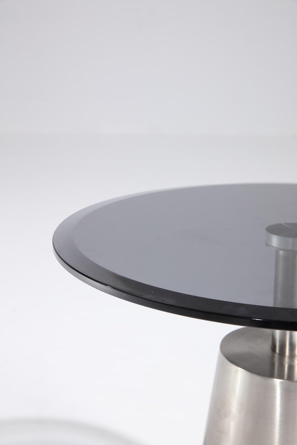 Pasargad Home Luxe Glass & Steel End Table - Chic Contemporary Design For Modern Living Spaces Black Glass & Steel Jj-1127