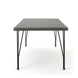 Christopher Knight Home® - Noble House - Bedford Outdoor Grey Wicker Rectangular Dining Table with Hair Pin Legs