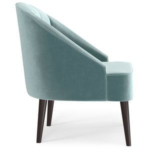 English Elm Harrah Velvet Accent Chair with Tufted Channel Back and Solid Rubberwood Legs, Mid-Century Flair Light Blue B136P158680