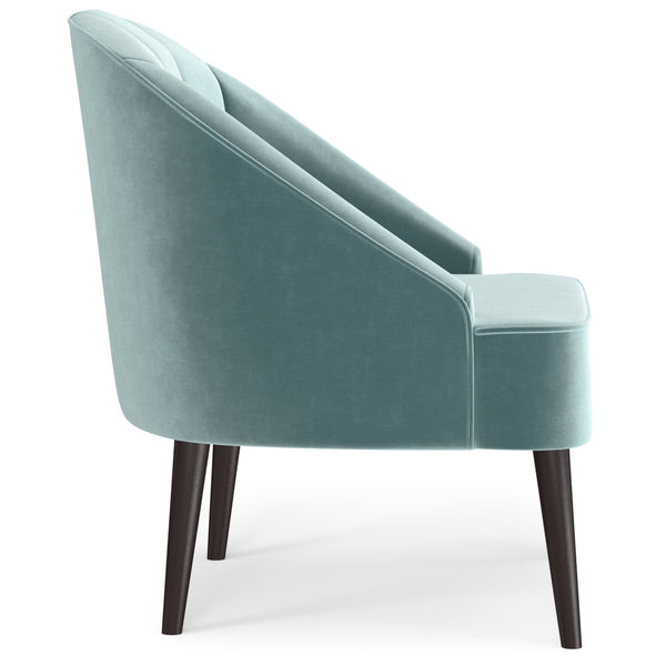 English Elm Harrah Velvet Accent Chair with Tufted Channel Back and Solid Rubberwood Legs, Mid-Century Flair Light Blue B136P158680