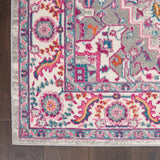 Nourison Passion PSN20 Machine Made Power-loomed Floral Border Indoor Only Bohemian  Rug Light Grey,Pink, Grey and Pink 100% Polypropylene 99446486738