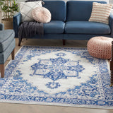 Nourison Whimsicle WHS03 Machine Made Power-loomed Ornamental Border Indoor Only Farmhouse Bohemian Rug Ivory Blue, Ivory Blue 100% Polypropylene 99446831293