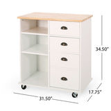 Christopher Knight Home® - Noble House - Provence Contemporary Kitchen Cart with Wheels