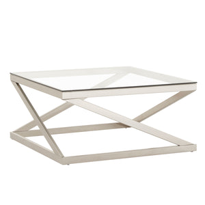 Homelegance By Top-Line Orsino Brushed Nickel Square Coffee Table Silver Metal