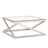 Orsino Brushed Nickel Square Coffee Table