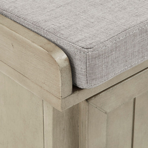 Homelegance By Top-Line Nikita Storage Bench with Linen Seat Cushion Grey Wood