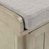 Homelegance By Top-Line Nikita Storage Bench with Linen Seat Cushion Grey Wood