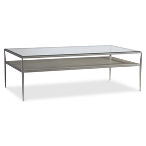Bernhardt Bernhardt Cornelia Nebbia Glass Cocktail Table With Brushed Stainless Frame And Slim Tapered Legs 331021