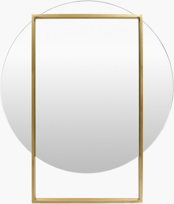 Surya Benedict Modern 25" Accent Mirror - Elegant Metal Design For Sophisticated Home Decor & Style Frame, Gold Iron Bnd001-3530