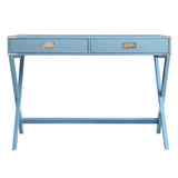 Homelegance By Top-Line Beatrix X-Base Wood Accent Campaign Writing Desk Blue MDF