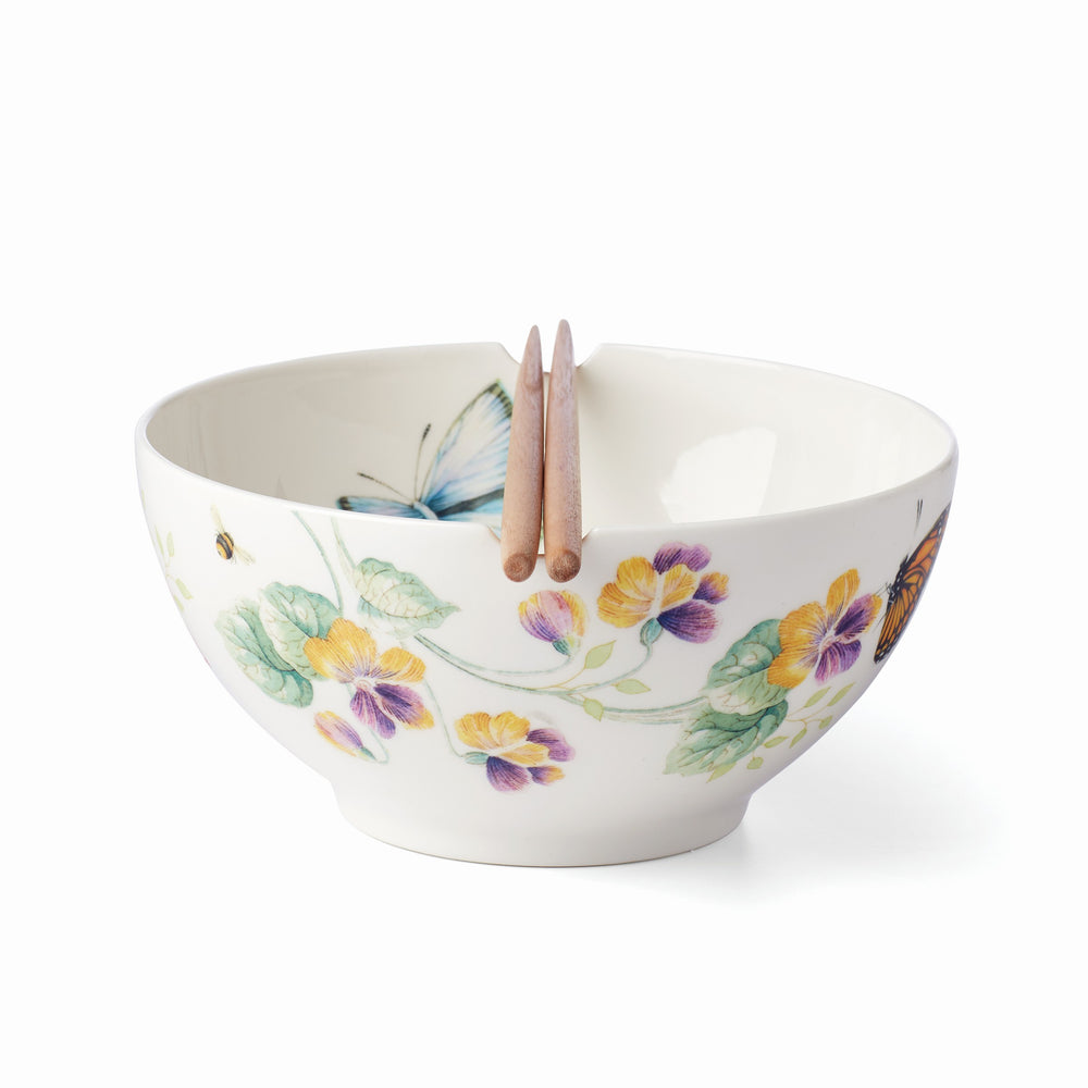 Lenox Butterfly Meadow Bowl & Chopsticks Multi, WHITE PORCELAIN 892519