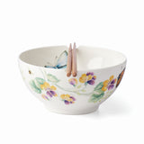 Butterfly Meadow Porcelain Noodle Bowl & Wooden Chopsticks Set, Dishwasher Safe