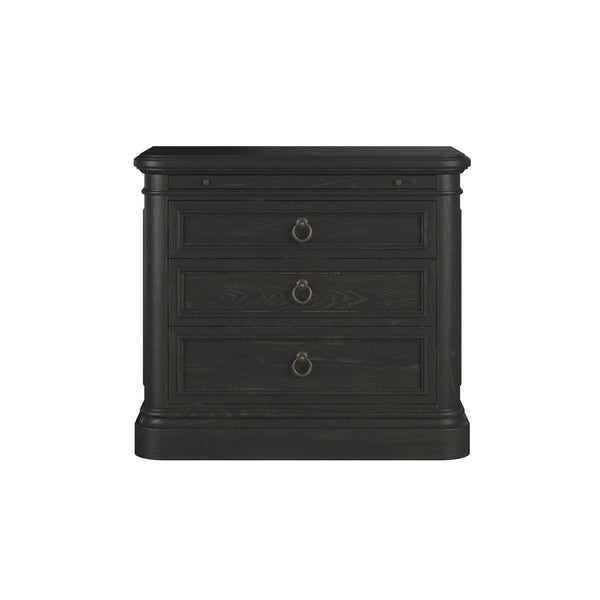 Atrium 3 Drawer Nightstand - Modern Neoclassical Design with USB Charger & Pullout Shelf for Storage