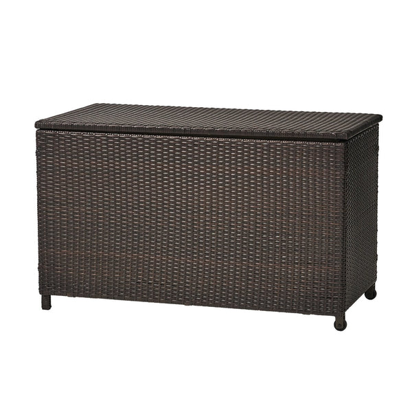 English Elm Blake Outdoor Wicker Storage Box with Wheels for Patio Cushions and Garden Gear 54153.00BRN